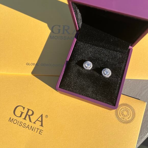 Moissanite Halo Earrings, OVER 1 cttw, COA Included 2x - Picture 9 of 13